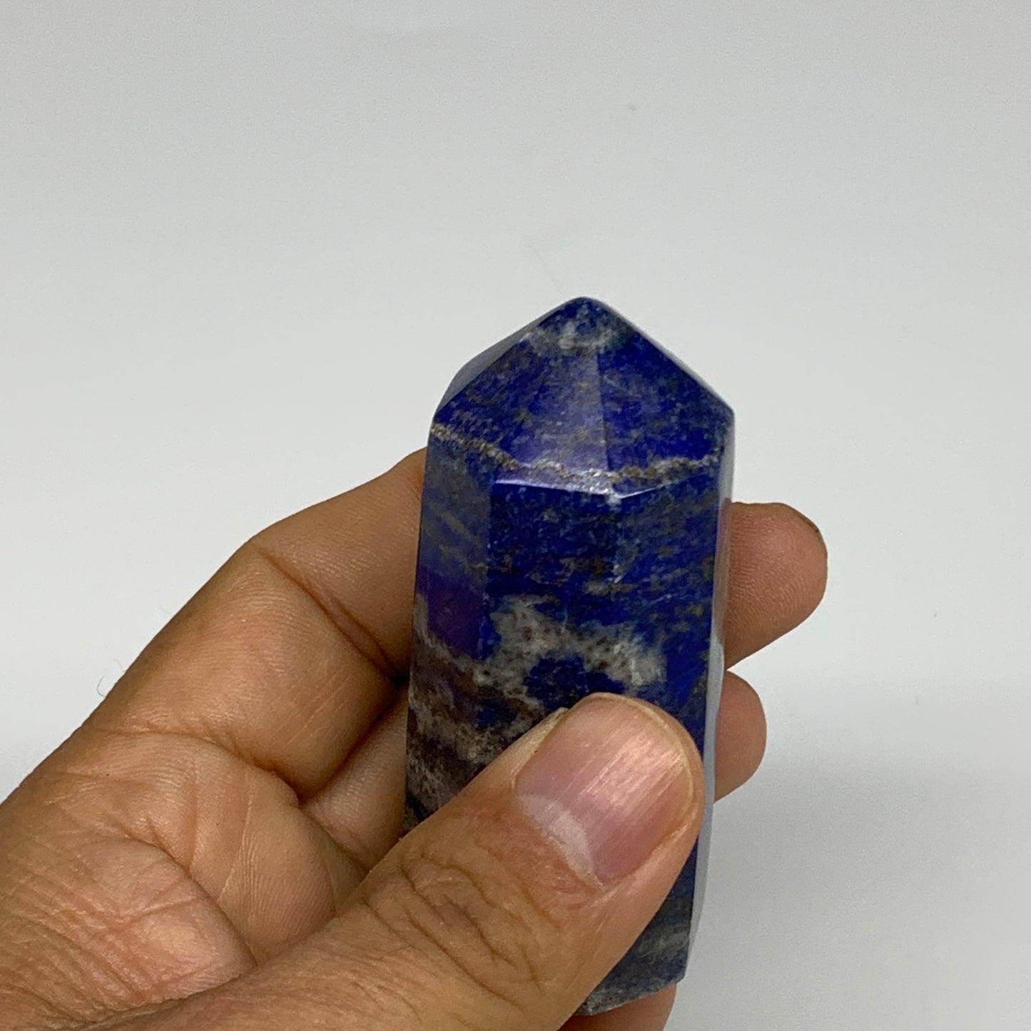 126.4g,2.7"x1", Natural Lapis Lazuli Tower Point Obelisk Afghanistan,B30394