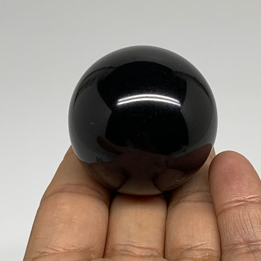 116.6g, 1.7"(42mm), Natural Black Agate Sphere Ball Polished Gemstone, B35333