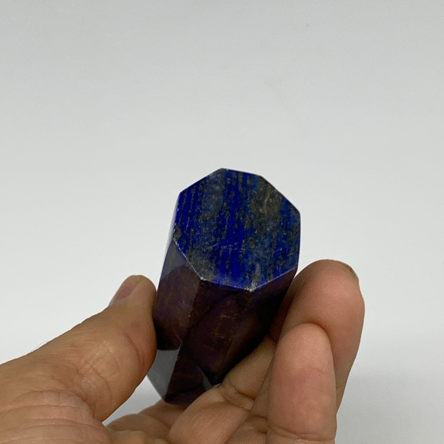 128.8g,3.3"x1"x1", Natural Lapis Lazuli Tower Point Obelisk Afghanistan,B30395