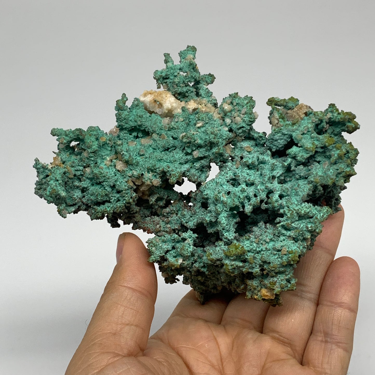 405.1g, 4.5"x3.8"x1.6", Malachite on Native Green Copper Mineral Specimens, B339