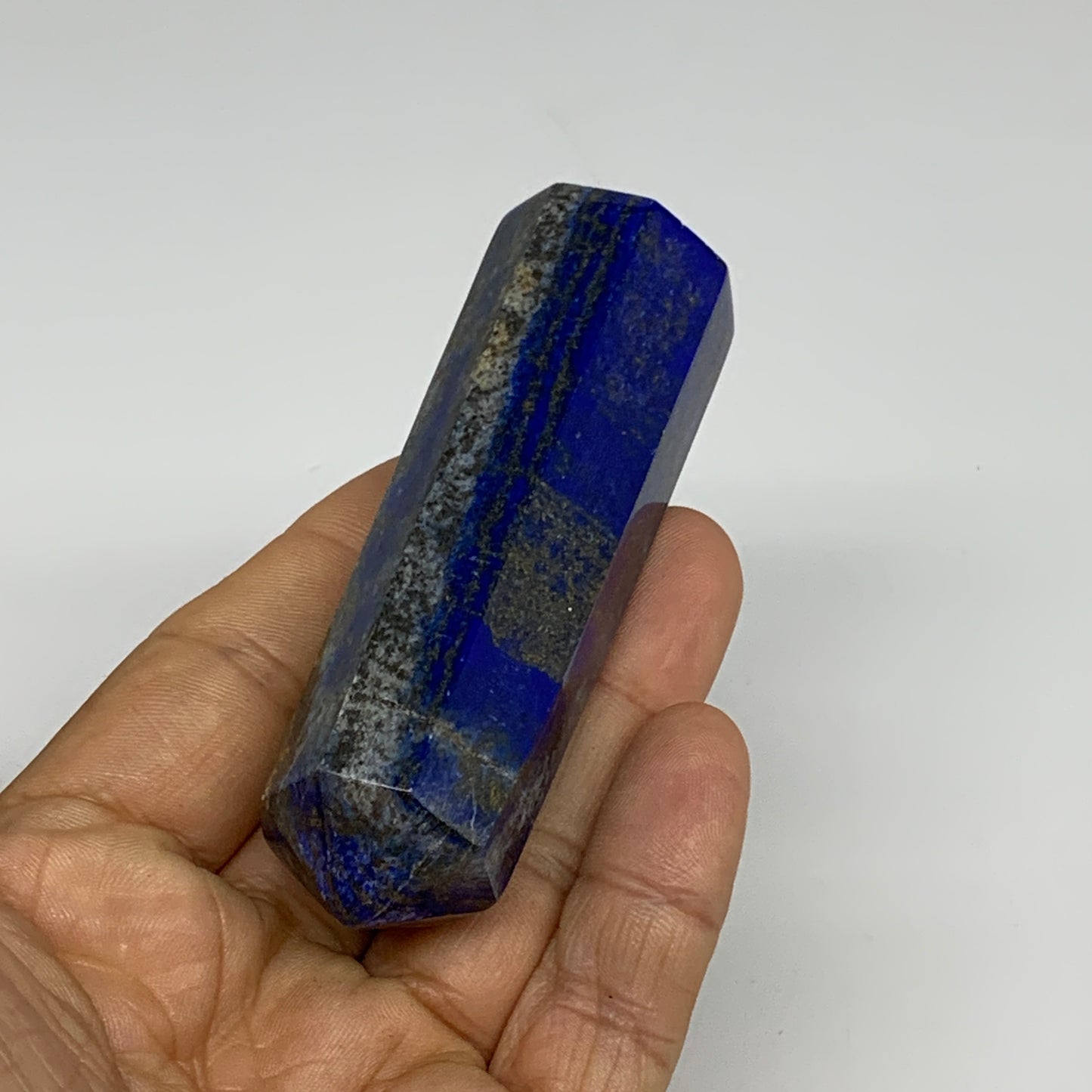 128.8g,3.3"x1"x1", Natural Lapis Lazuli Tower Point Obelisk Afghanistan,B30395