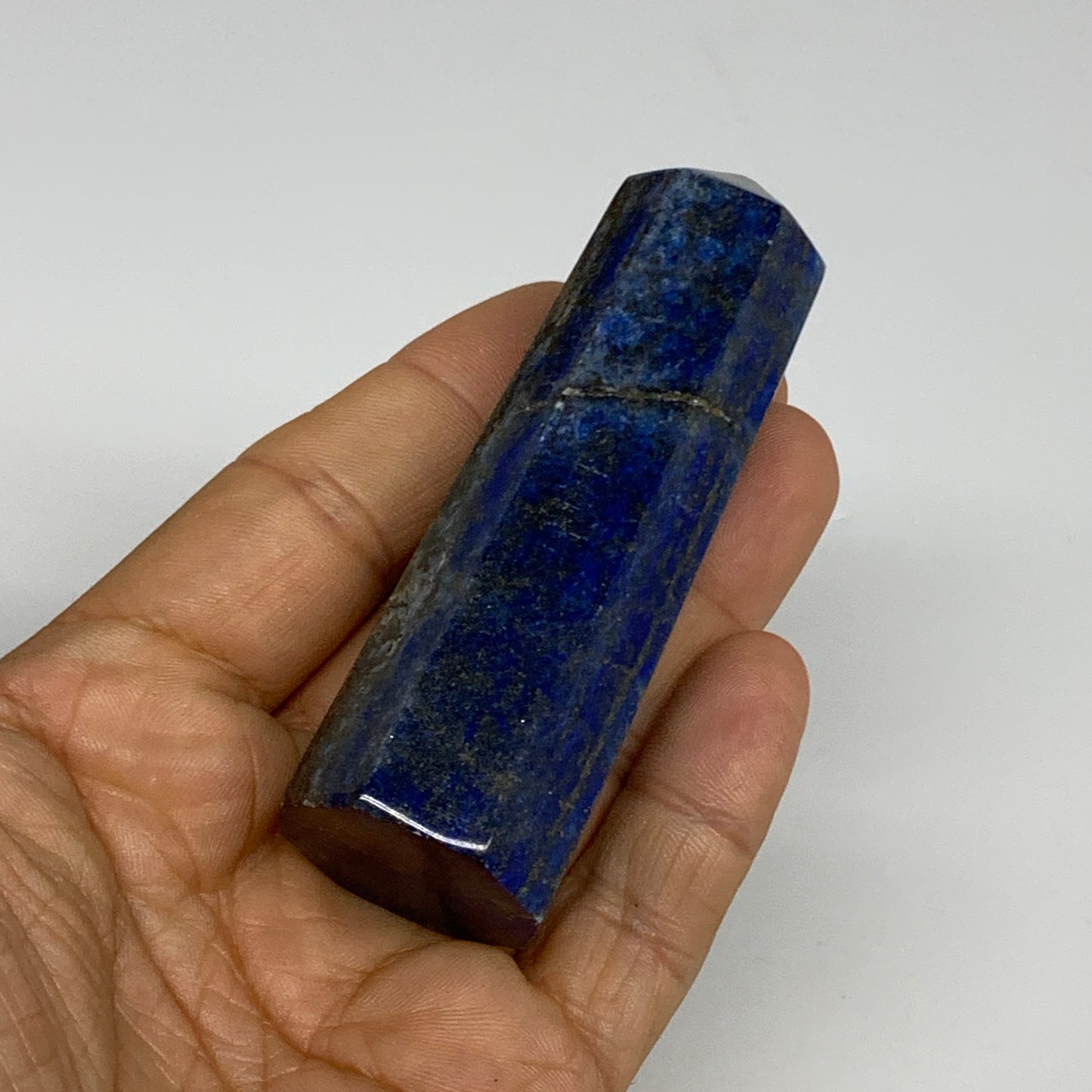 128.8g,3.3"x1"x1", Natural Lapis Lazuli Tower Point Obelisk Afghanistan,B30395