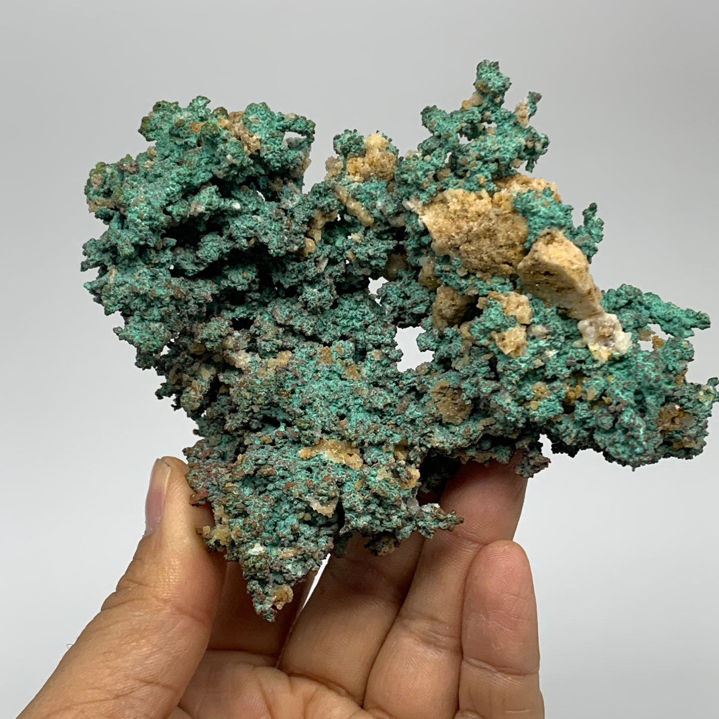 405.1g, 4.5"x3.8"x1.6", Malachite on Native Green Copper Mineral Specimens, B339