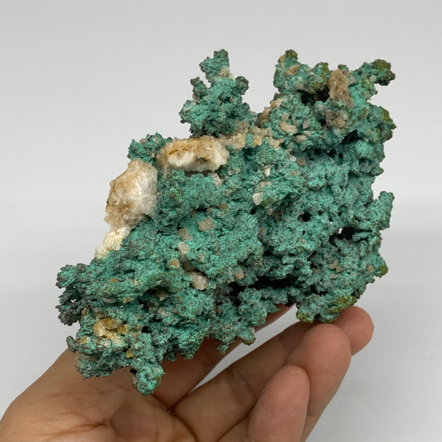 405.1g, 4.5"x3.8"x1.6", Malachite on Native Green Copper Mineral Specimens, B339