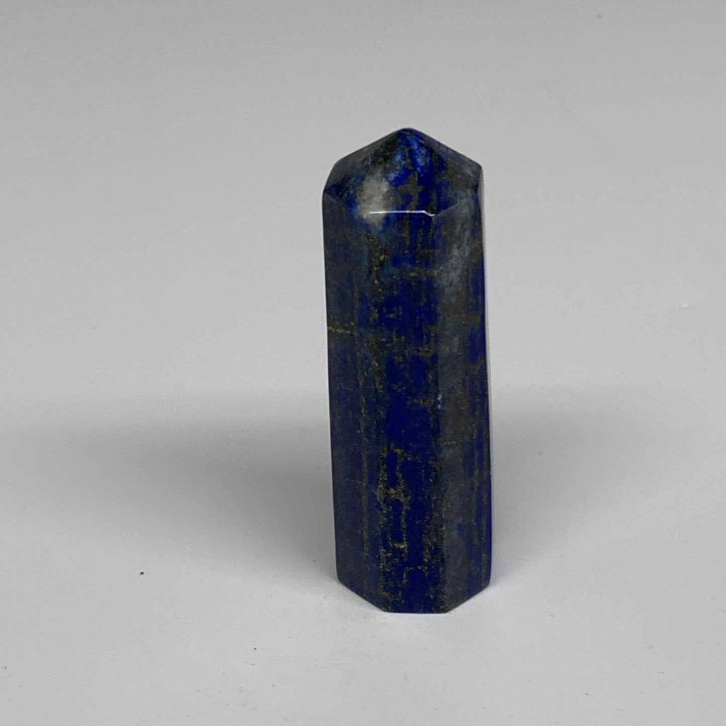 128.8g,3.3"x1"x1", Natural Lapis Lazuli Tower Point Obelisk Afghanistan,B30395