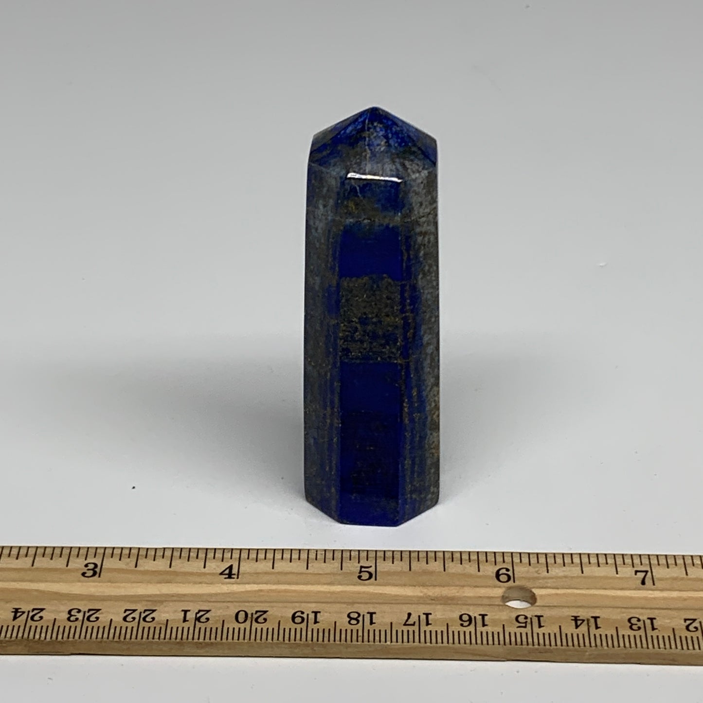 128.8g,3.3"x1"x1", Natural Lapis Lazuli Tower Point Obelisk Afghanistan,B30395