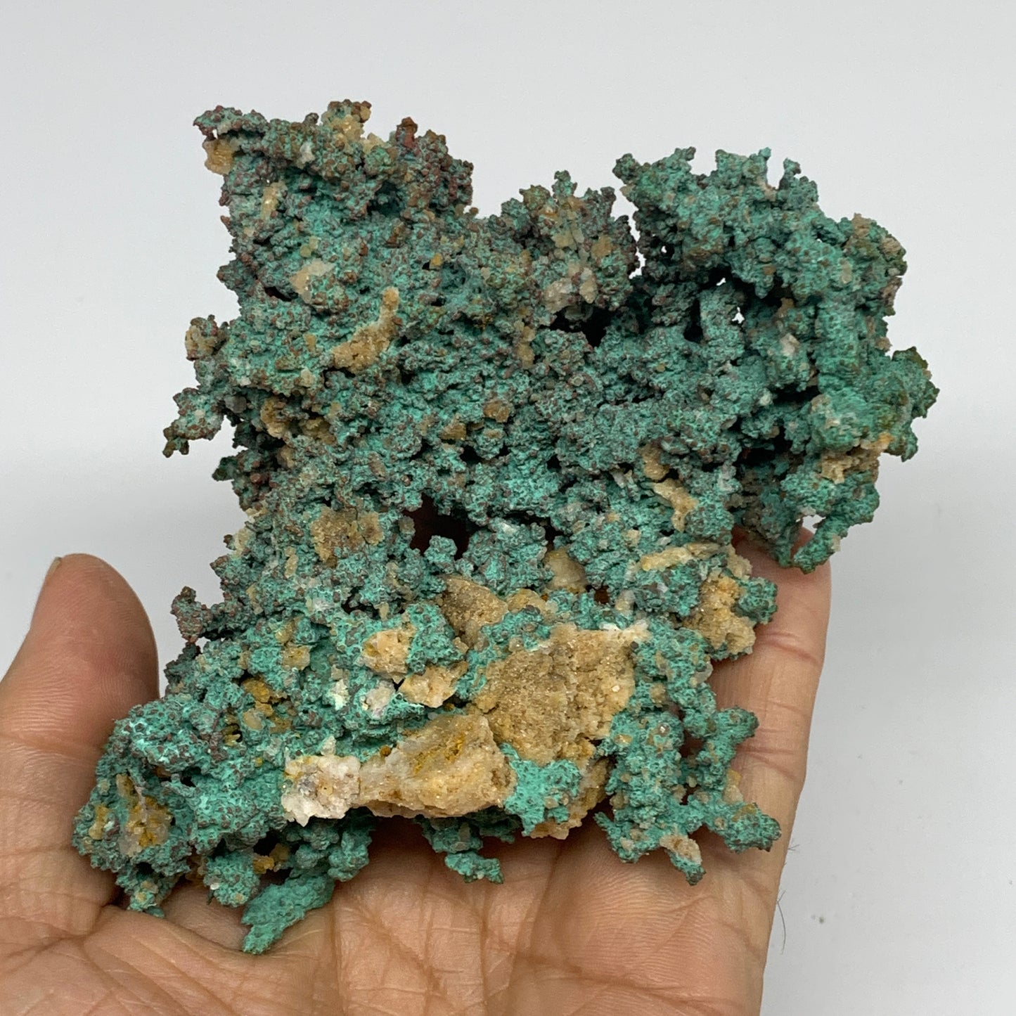 405.1g, 4.5"x3.8"x1.6", Malachite on Native Green Copper Mineral Specimens, B339