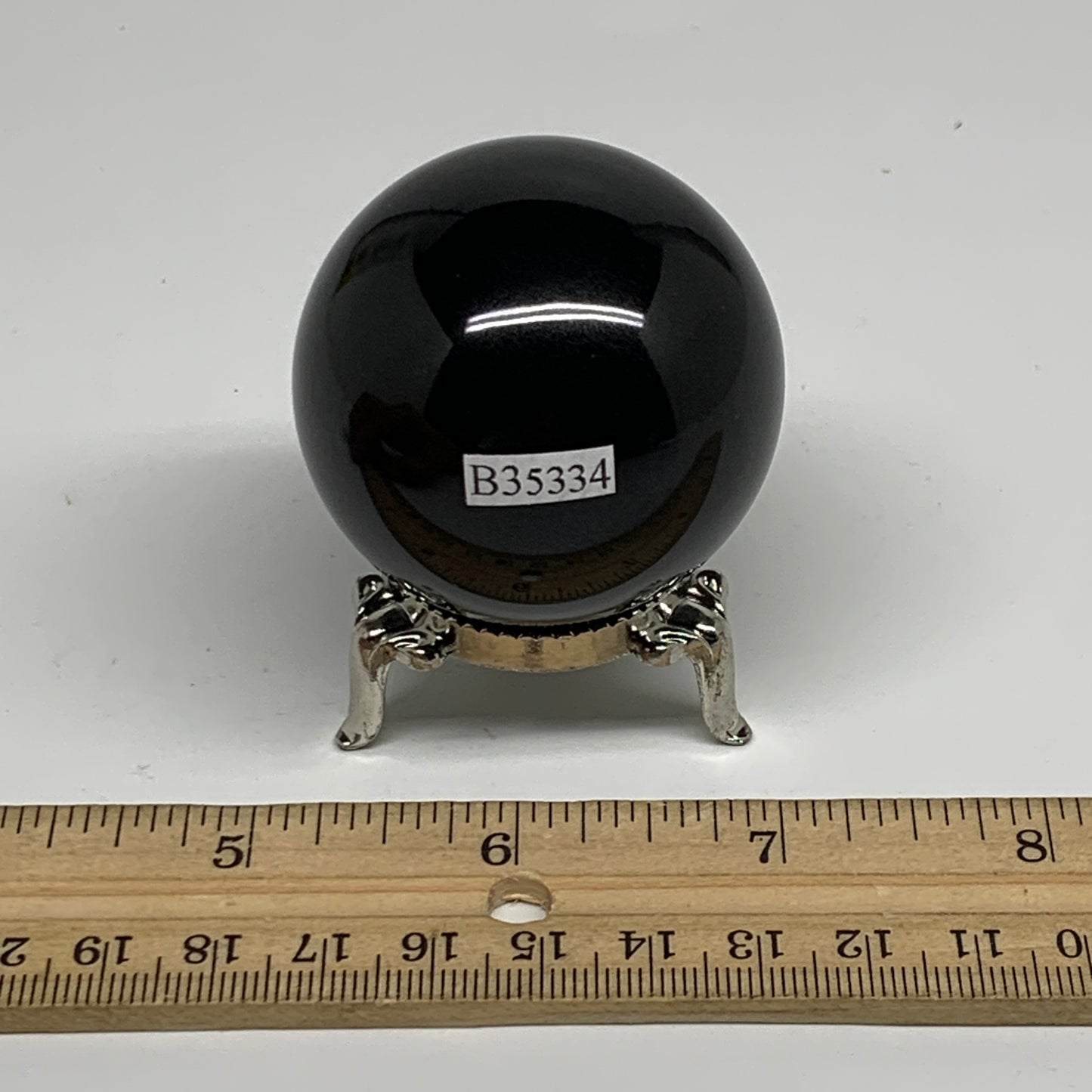 150.2g, 1.9"(46mm), Natural Black Agate Sphere Ball Polished Gemstone, B35334