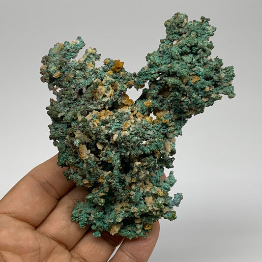 203.4g, 4.1"x3.5"x1.5", Malachite on Native Green Copper Mineral Specimens, B339