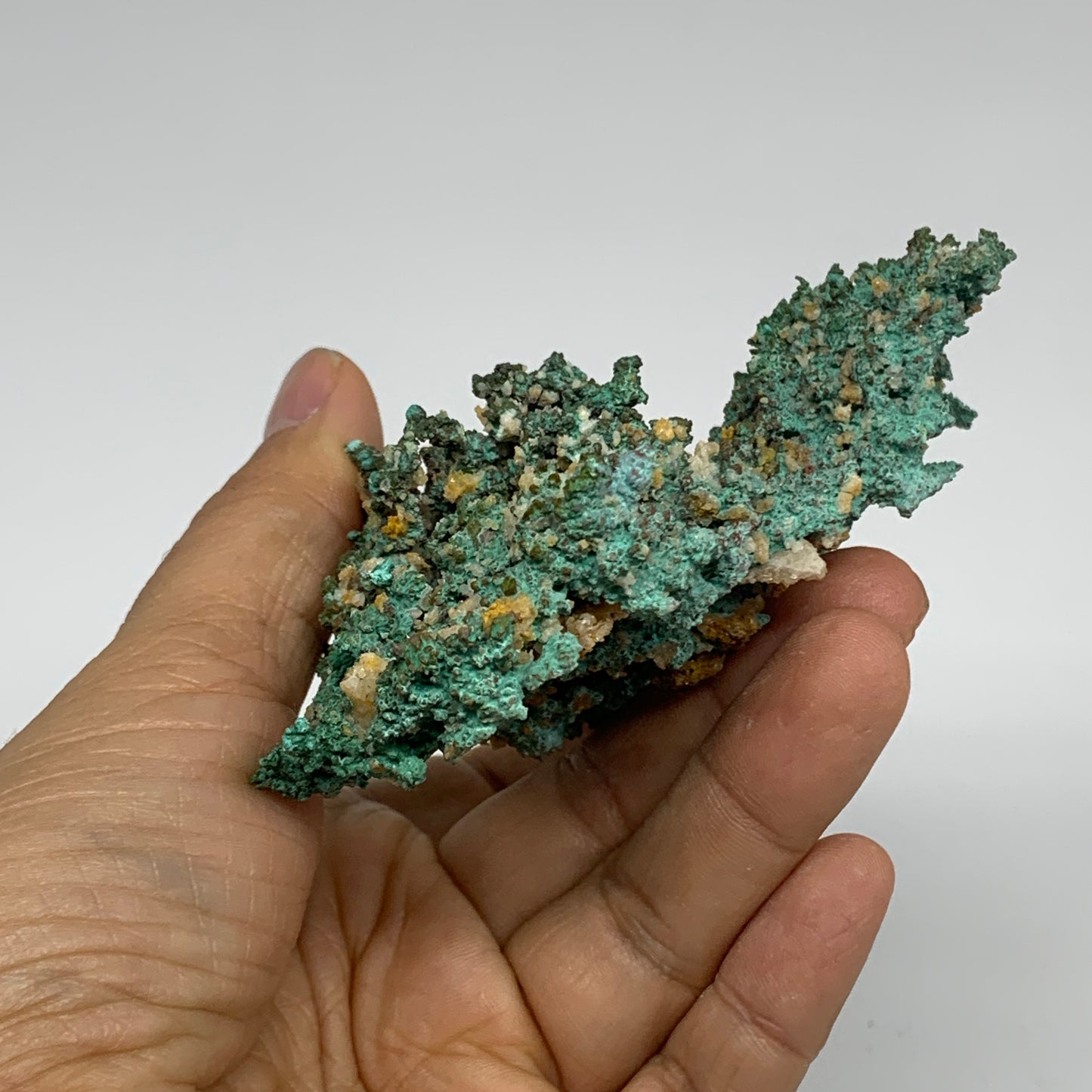 203.4g, 4.1"x3.5"x1.5", Malachite on Native Green Copper Mineral Specimens, B339