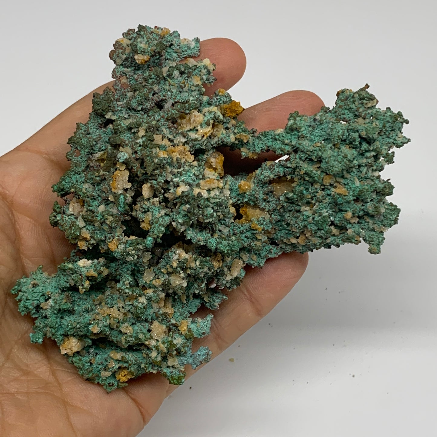 203.4g, 4.1"x3.5"x1.5", Malachite on Native Green Copper Mineral Specimens, B339