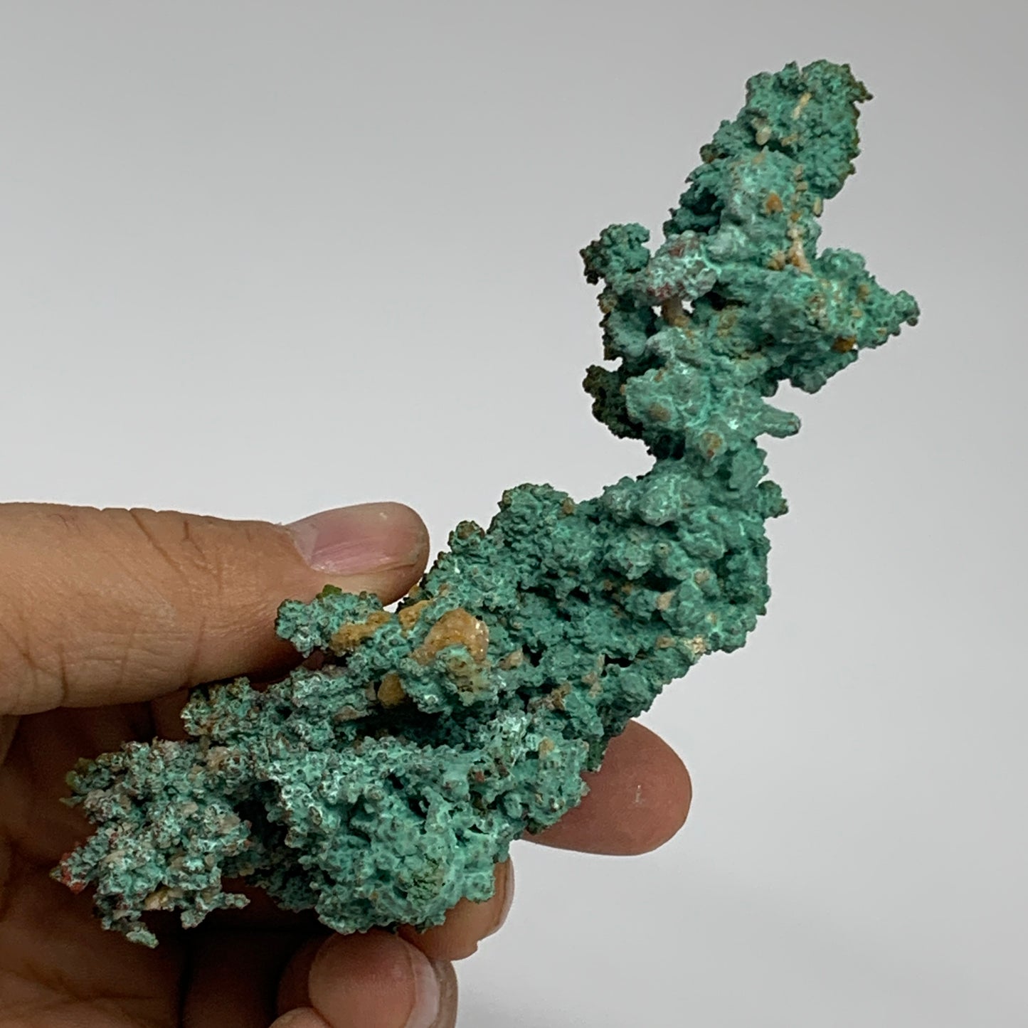 147.3g, 4.5"x1"x1.3", Malachite on Native Green Copper Mineral Specimens, B33935