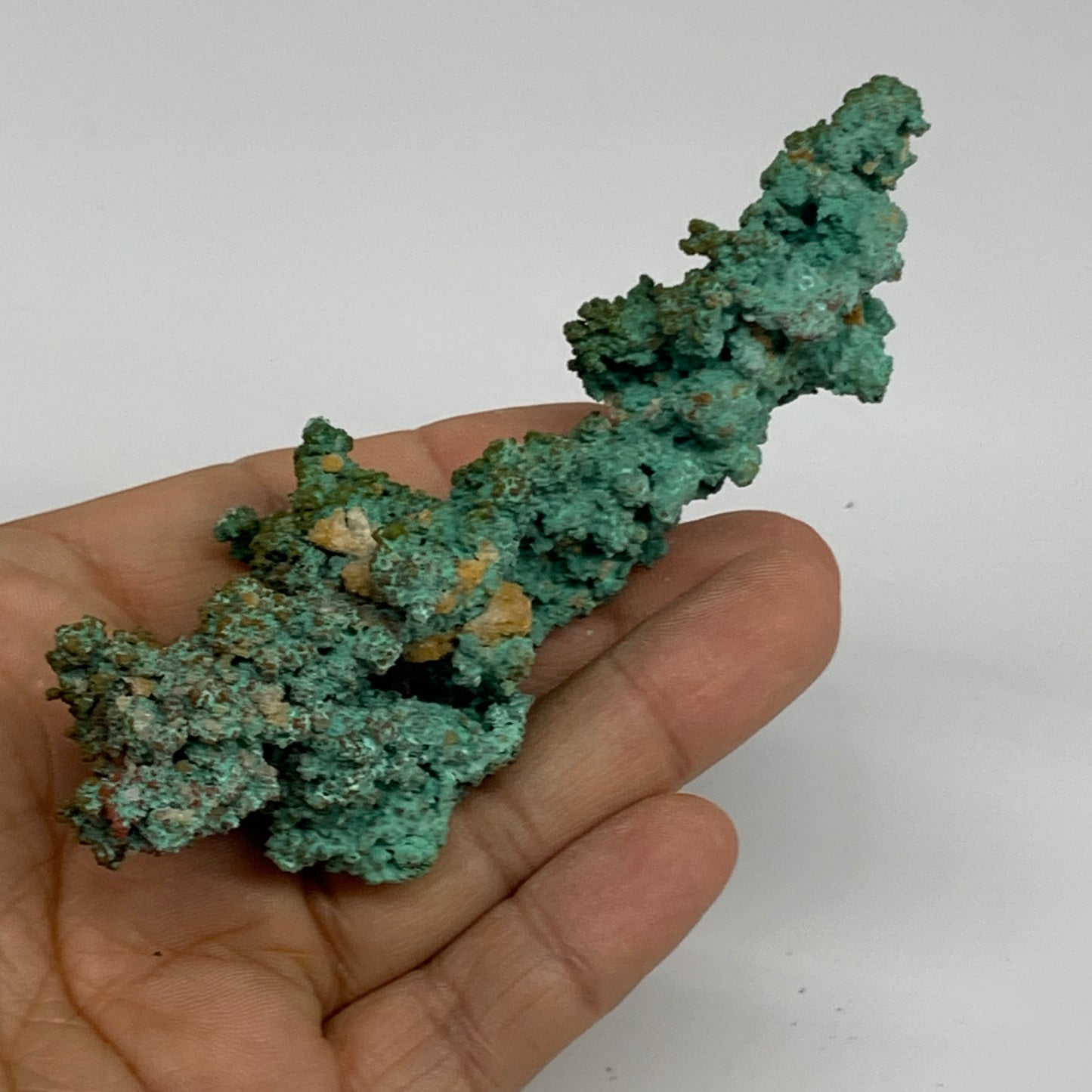 147.3g, 4.5"x1"x1.3", Malachite on Native Green Copper Mineral Specimens, B33935