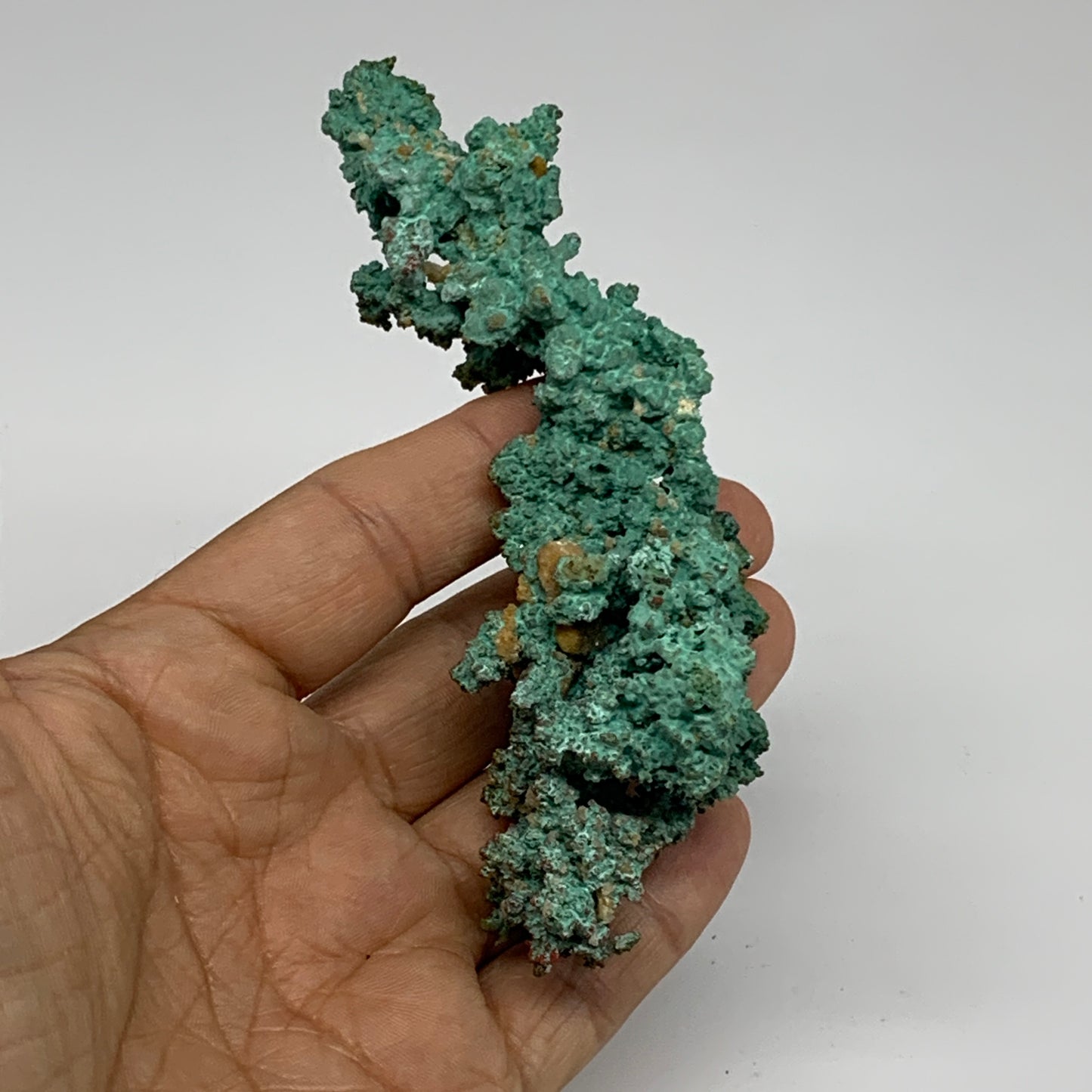 147.3g, 4.5"x1"x1.3", Malachite on Native Green Copper Mineral Specimens, B33935