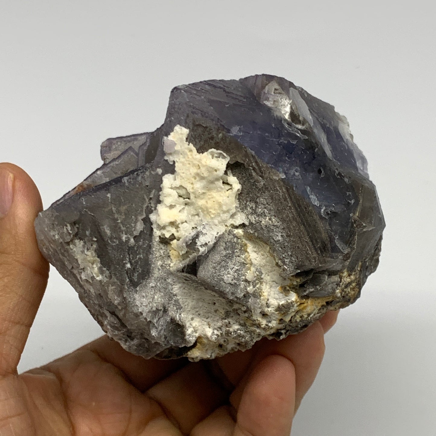 0.698 lbs, 3.5"x3.4"x2.6", Purple Fluorite Crystal Mineral Specimen @Pakistan, B