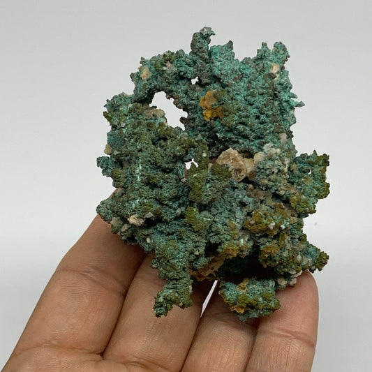 139.9g, 2.7"x2.3"x1.4", Malachite on Native Green Copper Mineral Specimens, B339