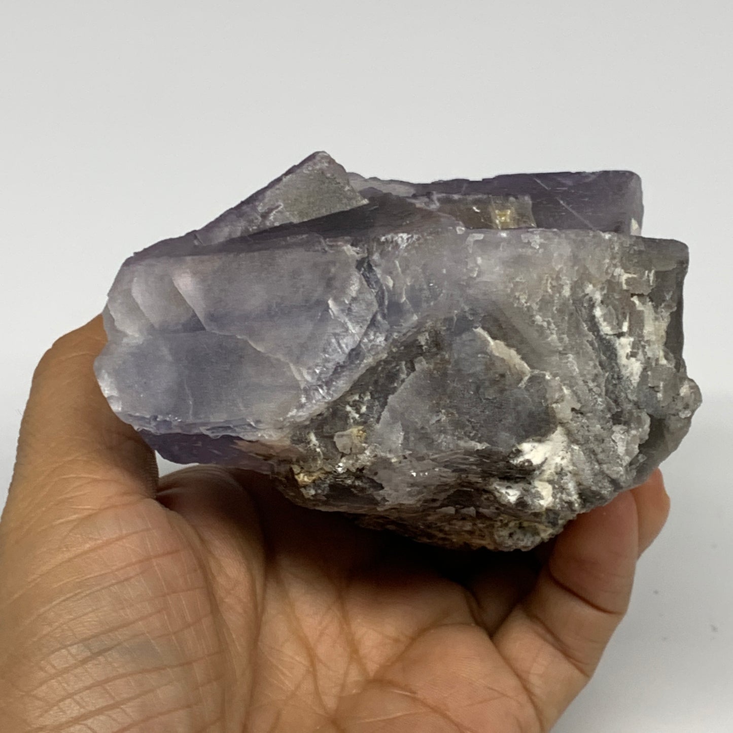 0.698 lbs, 3.5"x3.4"x2.6", Purple Fluorite Crystal Mineral Specimen @Pakistan, B