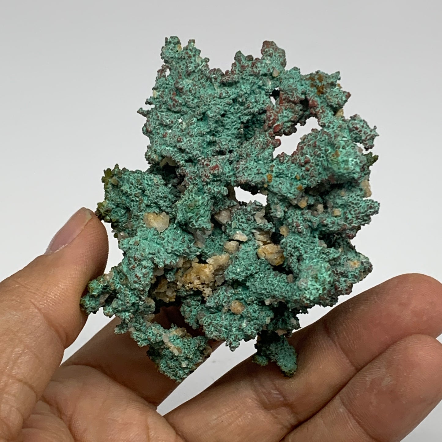 139.9g, 2.7"x2.3"x1.4", Malachite on Native Green Copper Mineral Specimens, B339