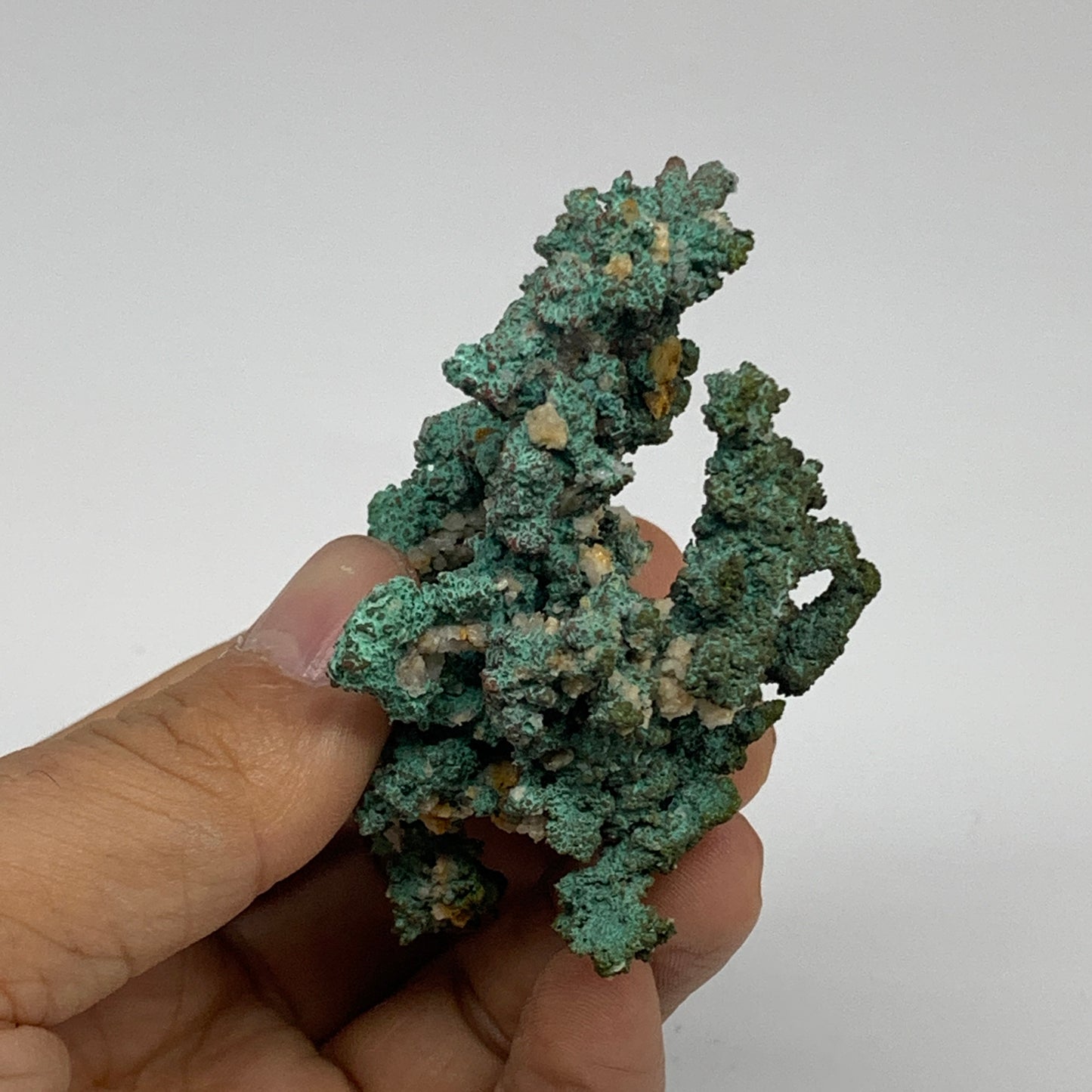 139.9g, 2.7"x2.3"x1.4", Malachite on Native Green Copper Mineral Specimens, B339