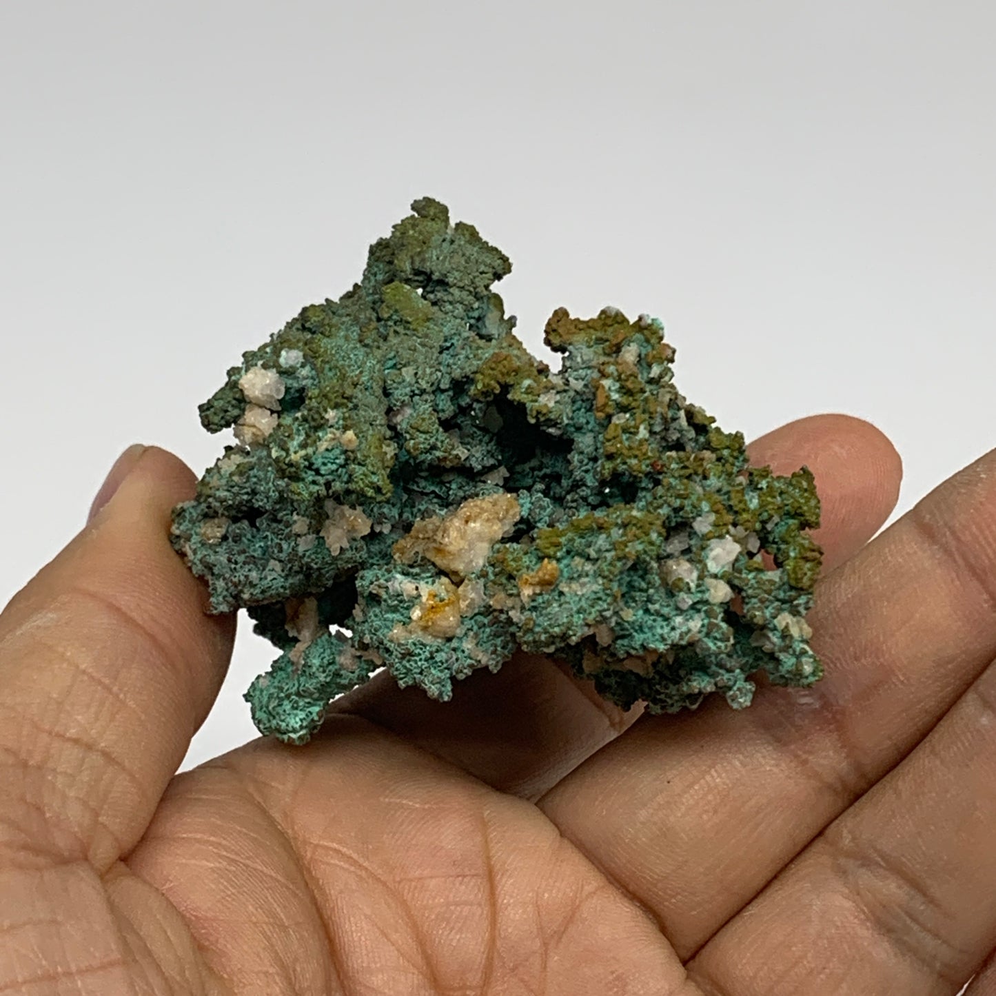 139.9g, 2.7"x2.3"x1.4", Malachite on Native Green Copper Mineral Specimens, B339