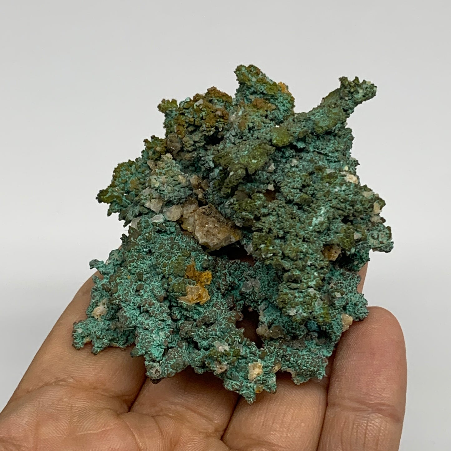 139.9g, 2.7"x2.3"x1.4", Malachite on Native Green Copper Mineral Specimens, B339