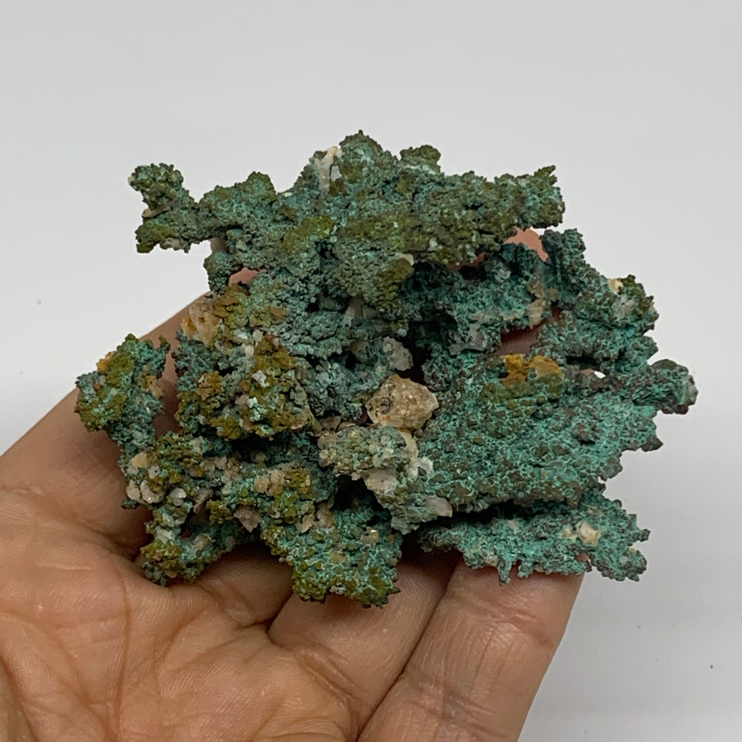 139.9g, 2.7"x2.3"x1.4", Malachite on Native Green Copper Mineral Specimens, B339