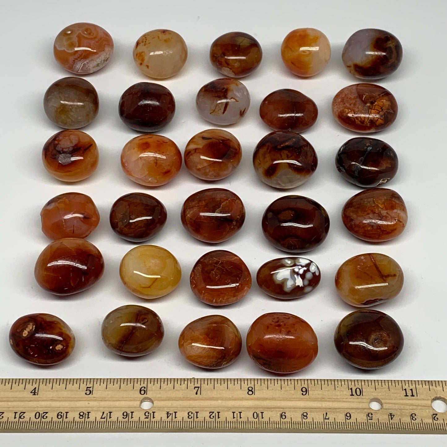 2.2 lbs, 1.2" - 1.5", 30pcs, Small Red Carnelian Palm-Stone Crystal, B28124