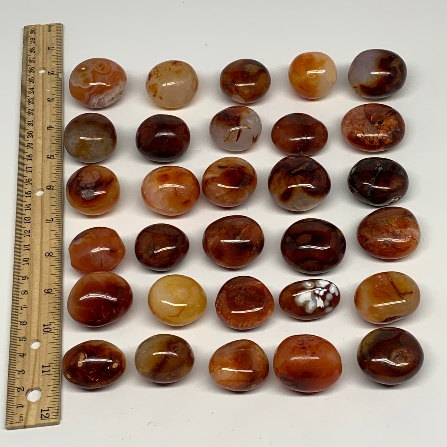 2.2 lbs, 1.2" - 1.5", 30pcs, Small Red Carnelian Palm-Stone Crystal, B28124