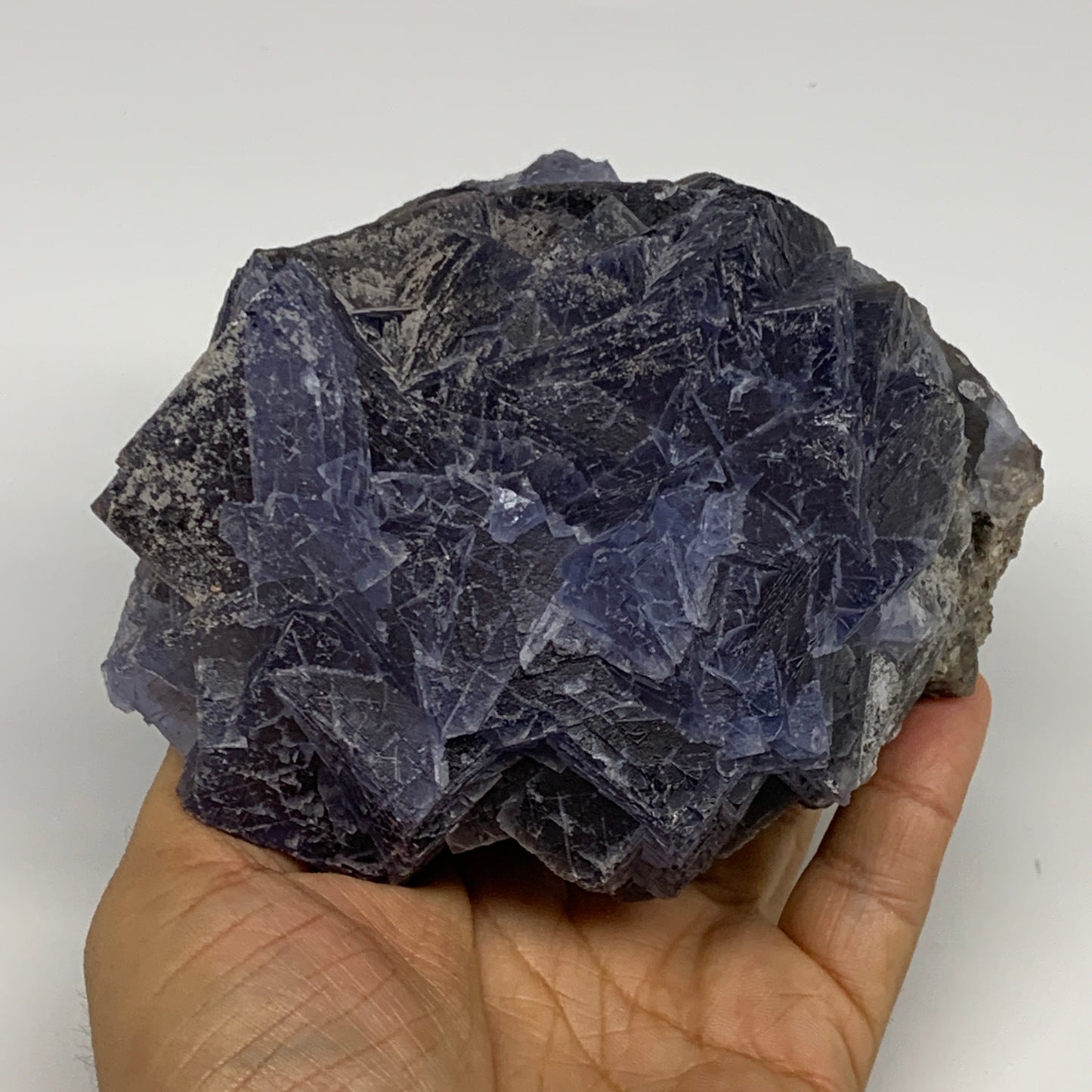 3.1 lbs, 3.6"x4.4"x3.2", Purple Fluorite Crystal Mineral Specimen @Pakistan, B27