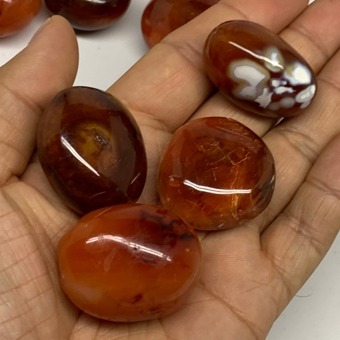 2.2 lbs, 1.2" - 1.5", 30pcs, Small Red Carnelian Palm-Stone Crystal, B28124