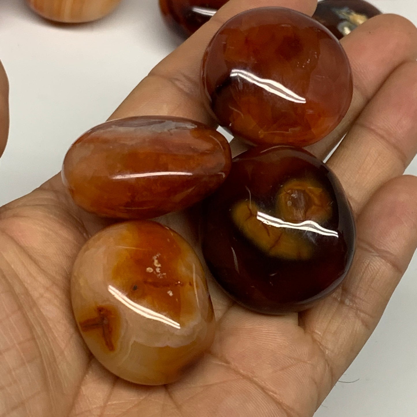 2.2 lbs, 1.2" - 1.5", 30pcs, Small Red Carnelian Palm-Stone Crystal, B28124