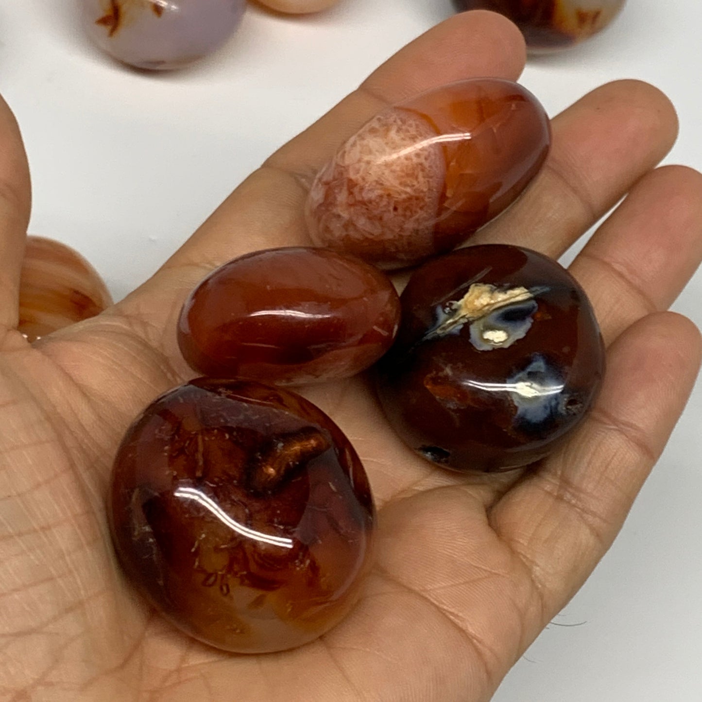 2.2 lbs, 1.2" - 1.5", 30pcs, Small Red Carnelian Palm-Stone Crystal, B28124