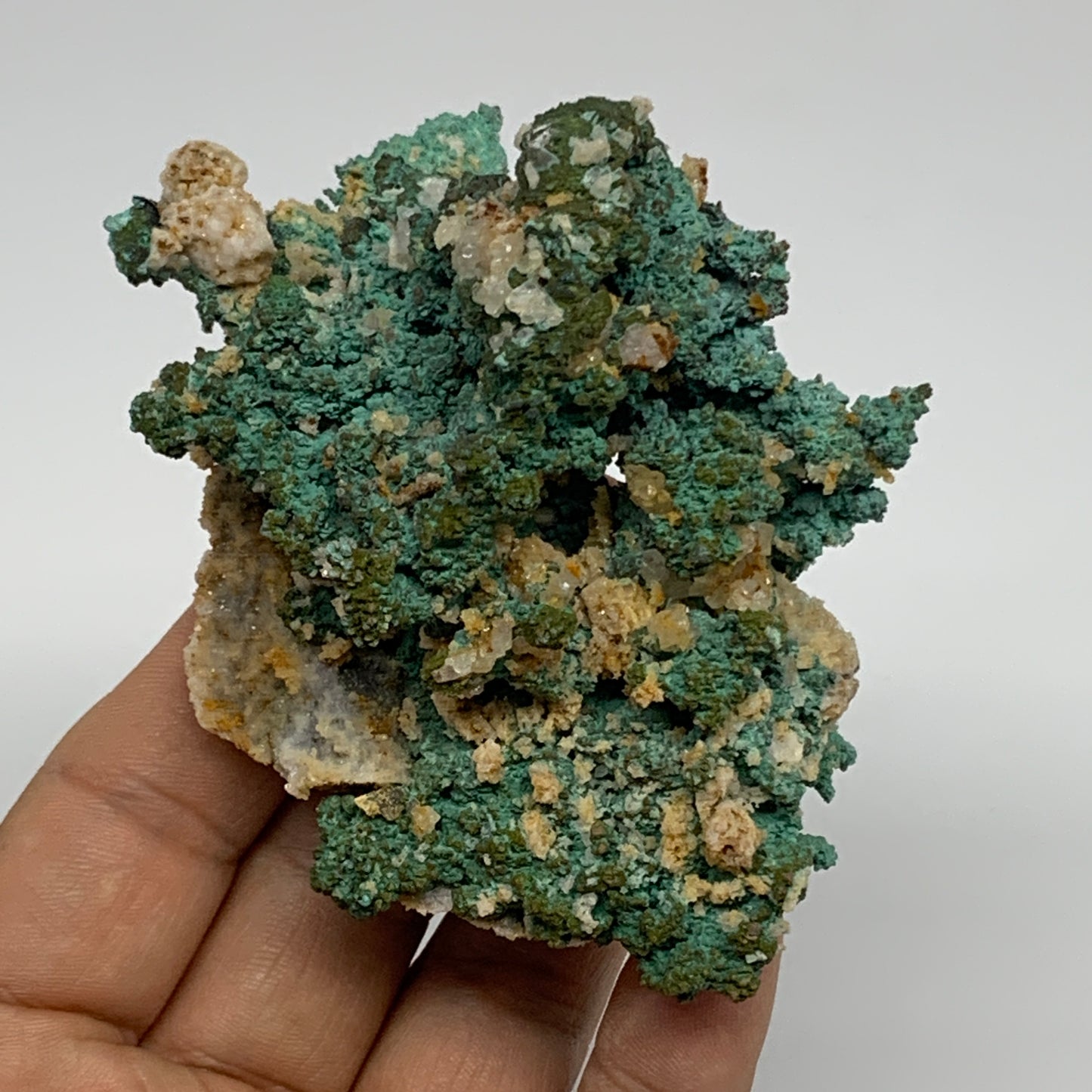 250g, 3.5"x2.7"x1.9", Malachite on Native Green Copper Mineral Specimens, B33938