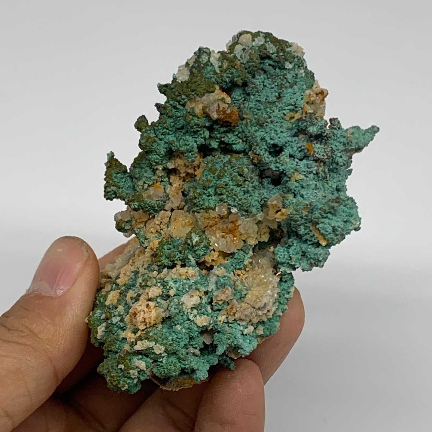 250g, 3.5"x2.7"x1.9", Malachite on Native Green Copper Mineral Specimens, B33938