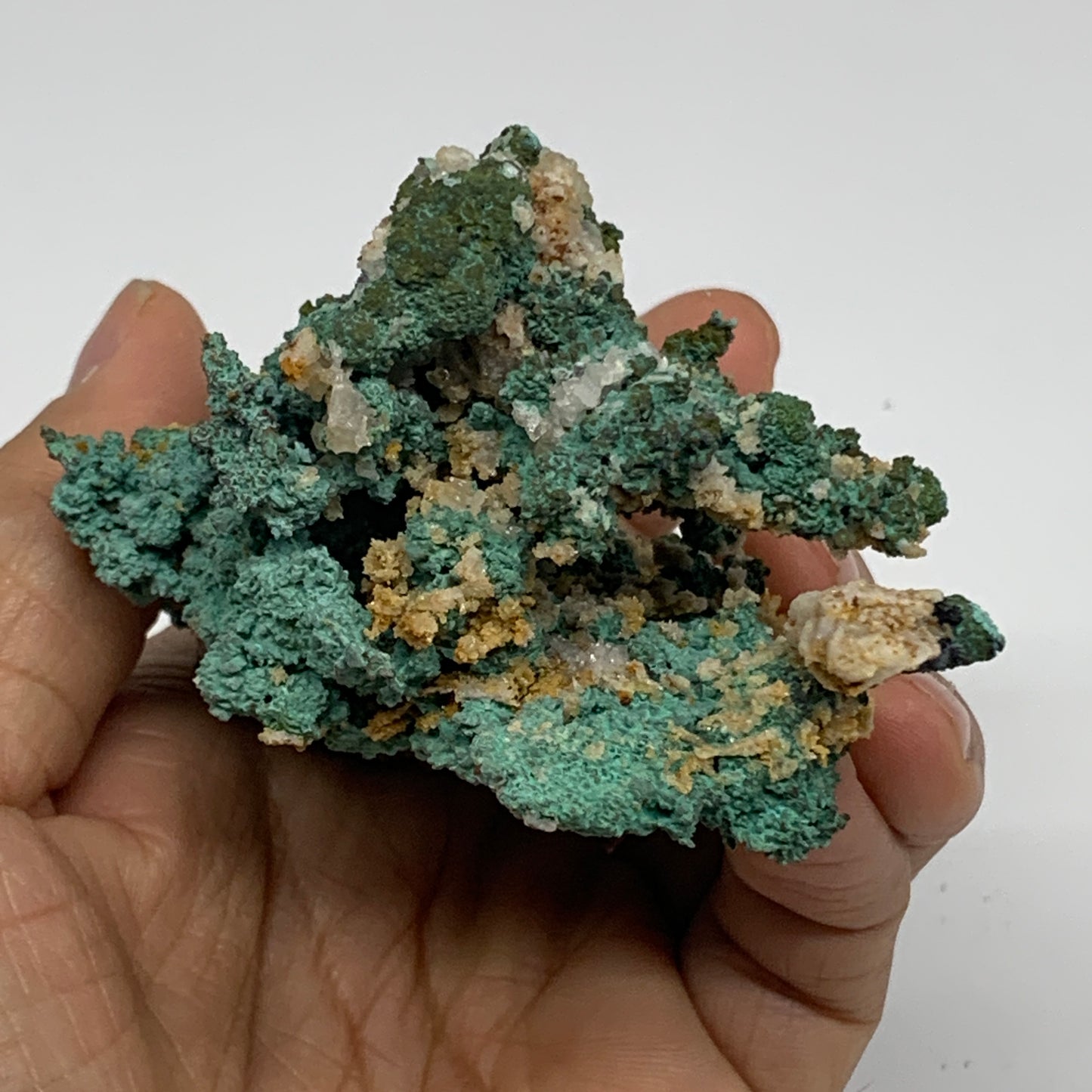 250g, 3.5"x2.7"x1.9", Malachite on Native Green Copper Mineral Specimens, B33938