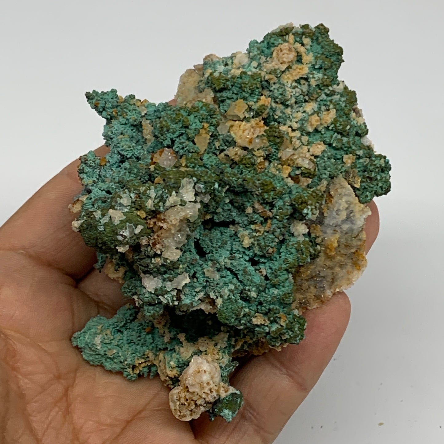 250g, 3.5"x2.7"x1.9", Malachite on Native Green Copper Mineral Specimens, B33938