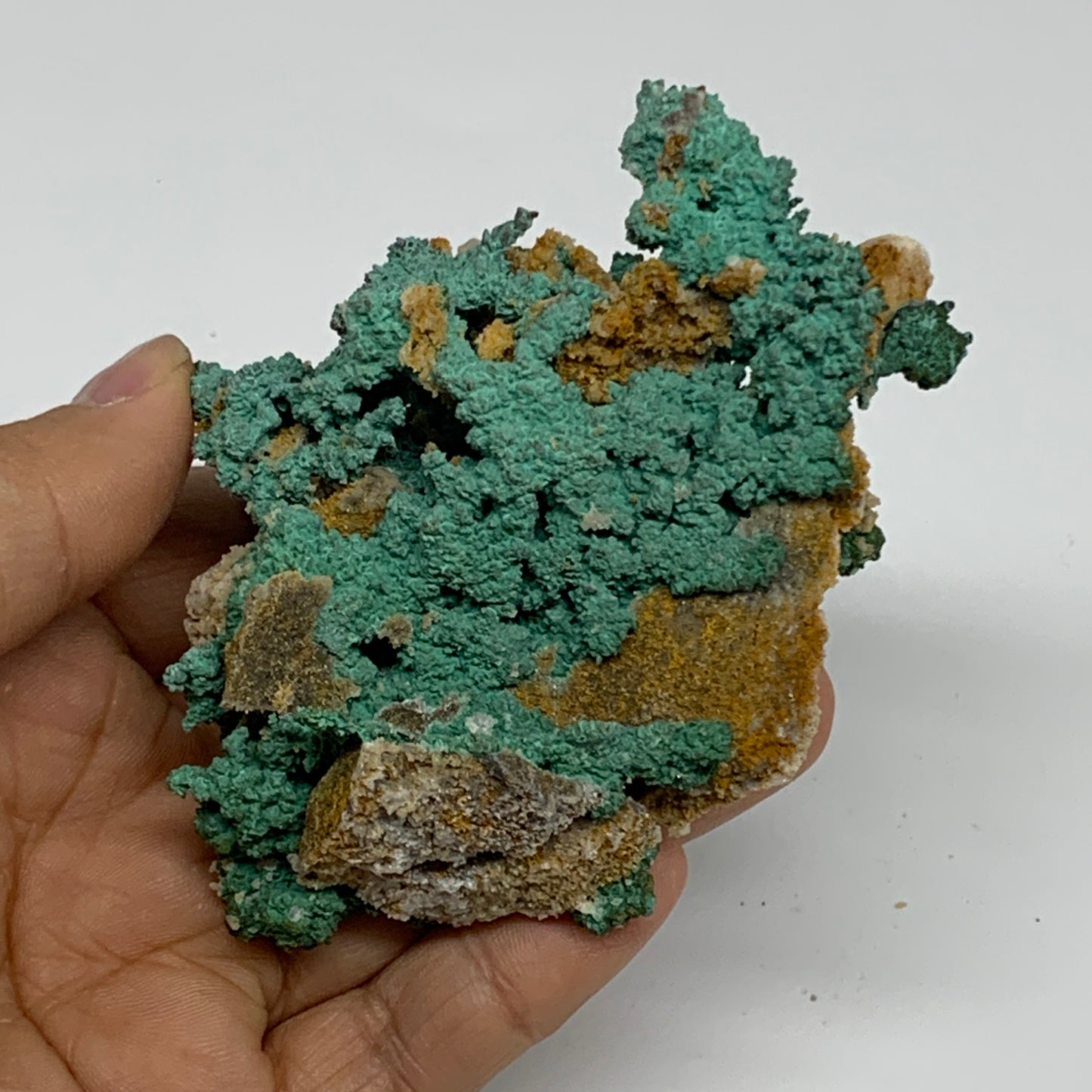 250g, 3.5"x2.7"x1.9", Malachite on Native Green Copper Mineral Specimens, B33938