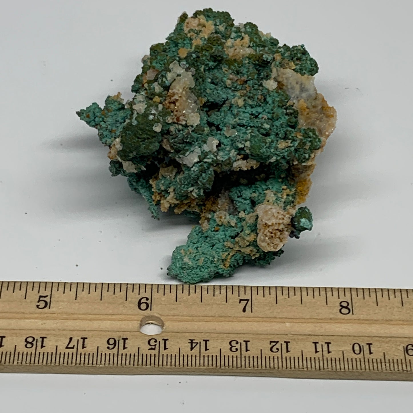 250g, 3.5"x2.7"x1.9", Malachite on Native Green Copper Mineral Specimens, B33938