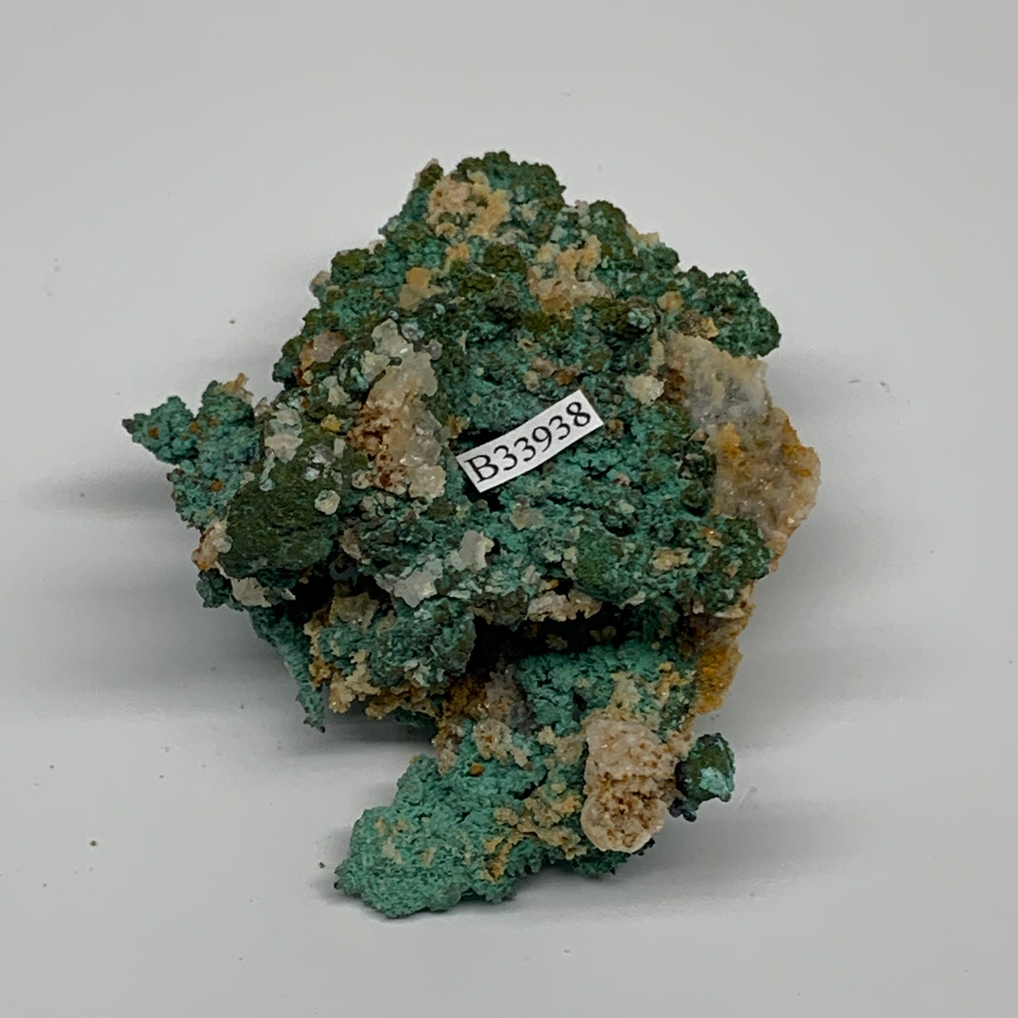 250g, 3.5"x2.7"x1.9", Malachite on Native Green Copper Mineral Specimens, B33938