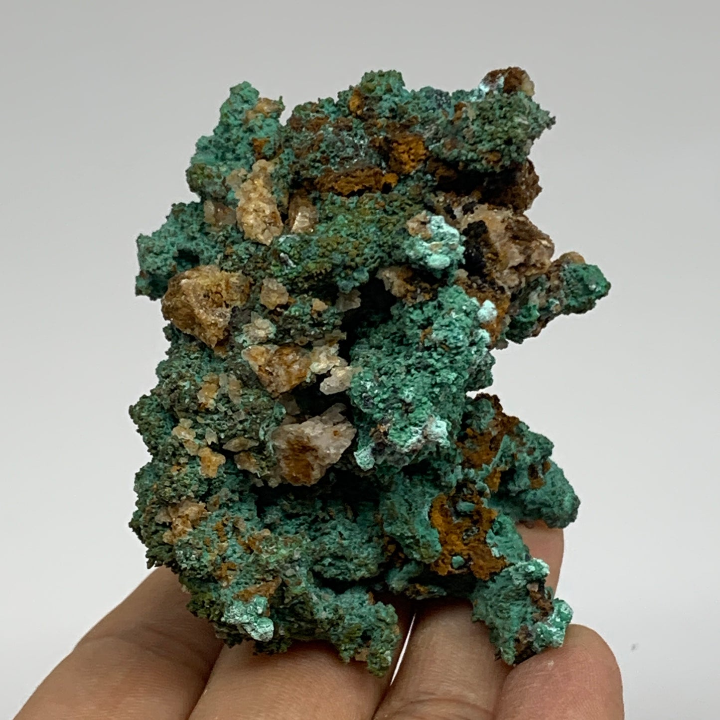 200g, 2.7"x2.4"x1.9", Malachite on Native Green Copper Mineral Specimens, B33939