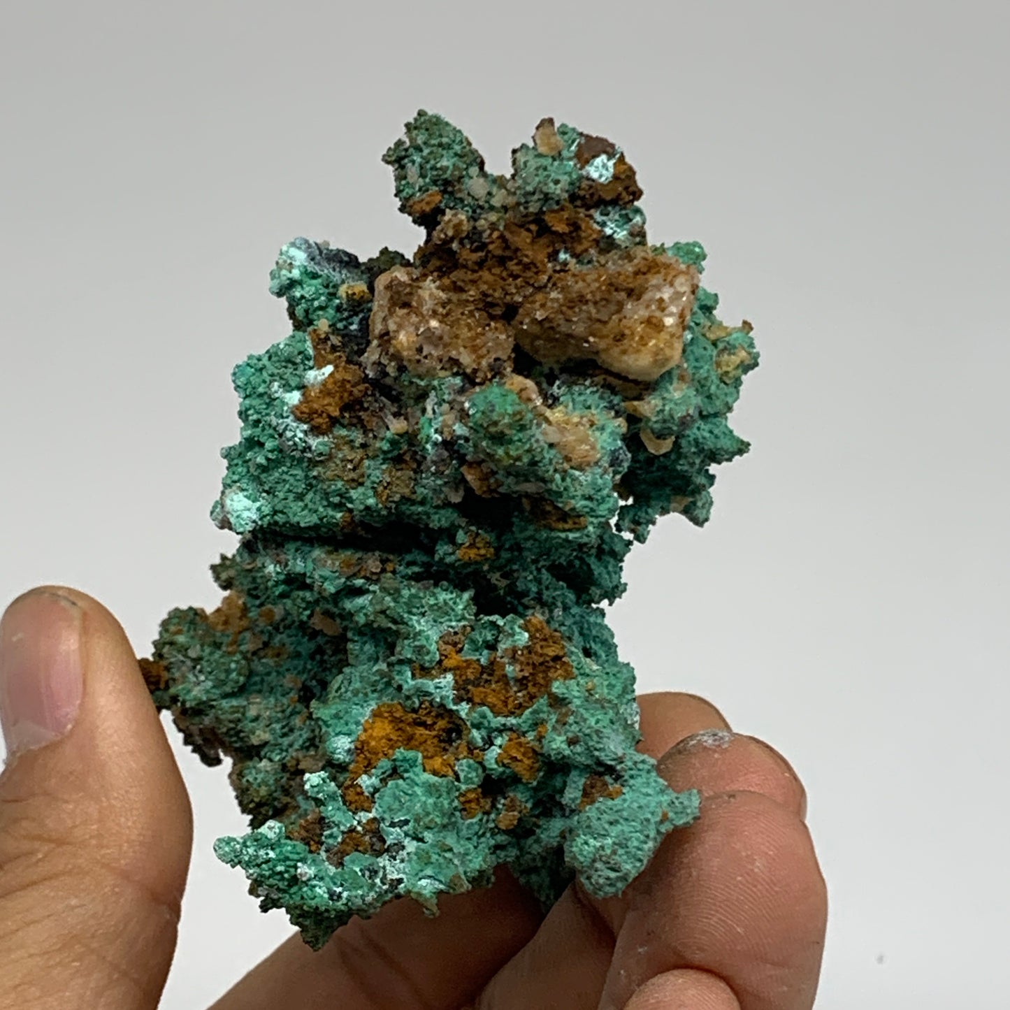 200g, 2.7"x2.4"x1.9", Malachite on Native Green Copper Mineral Specimens, B33939