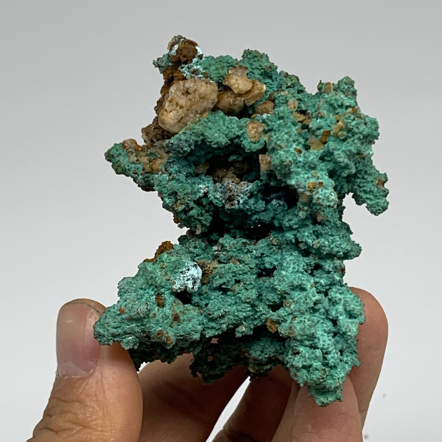 200g, 2.7"x2.4"x1.9", Malachite on Native Green Copper Mineral Specimens, B33939