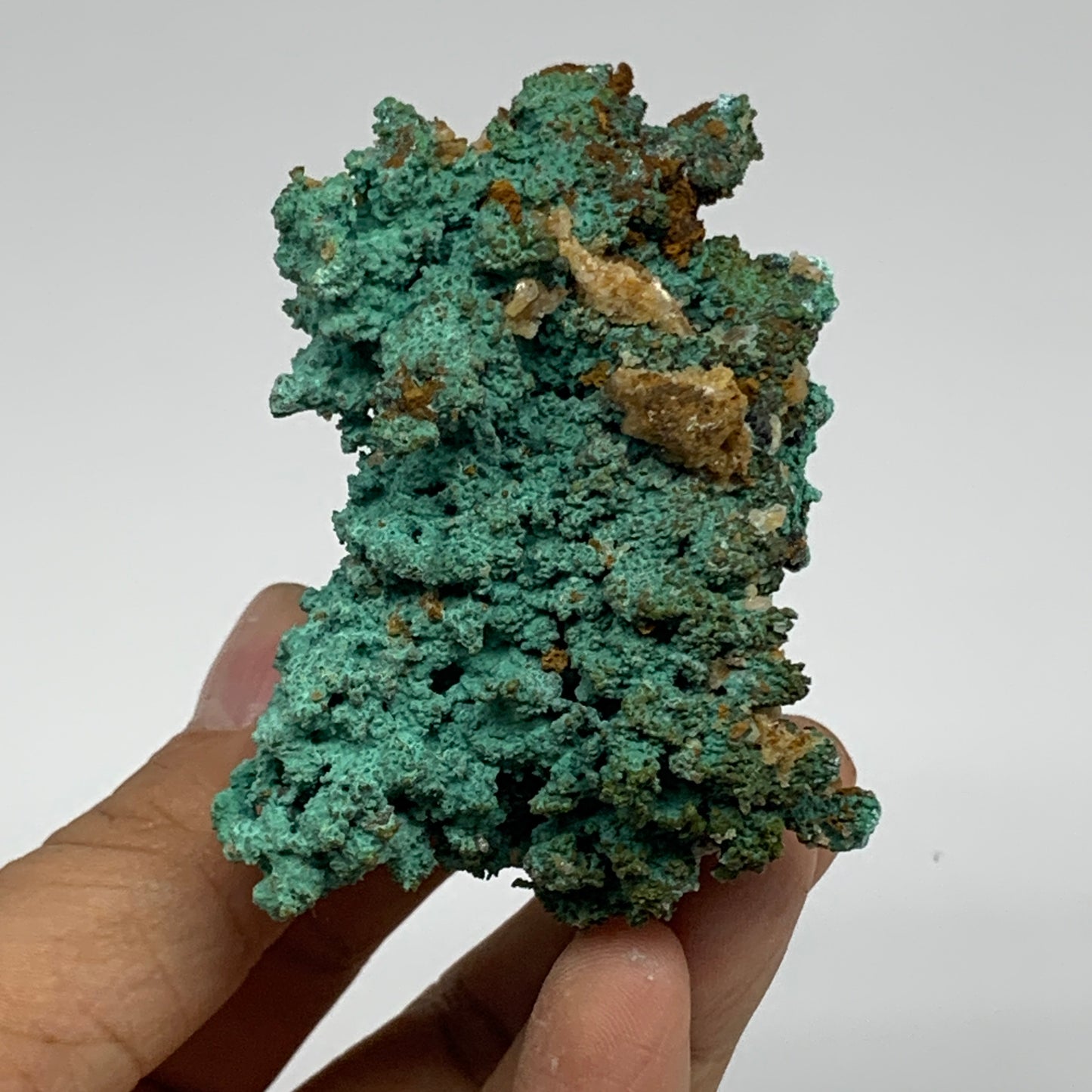 200g, 2.7"x2.4"x1.9", Malachite on Native Green Copper Mineral Specimens, B33939