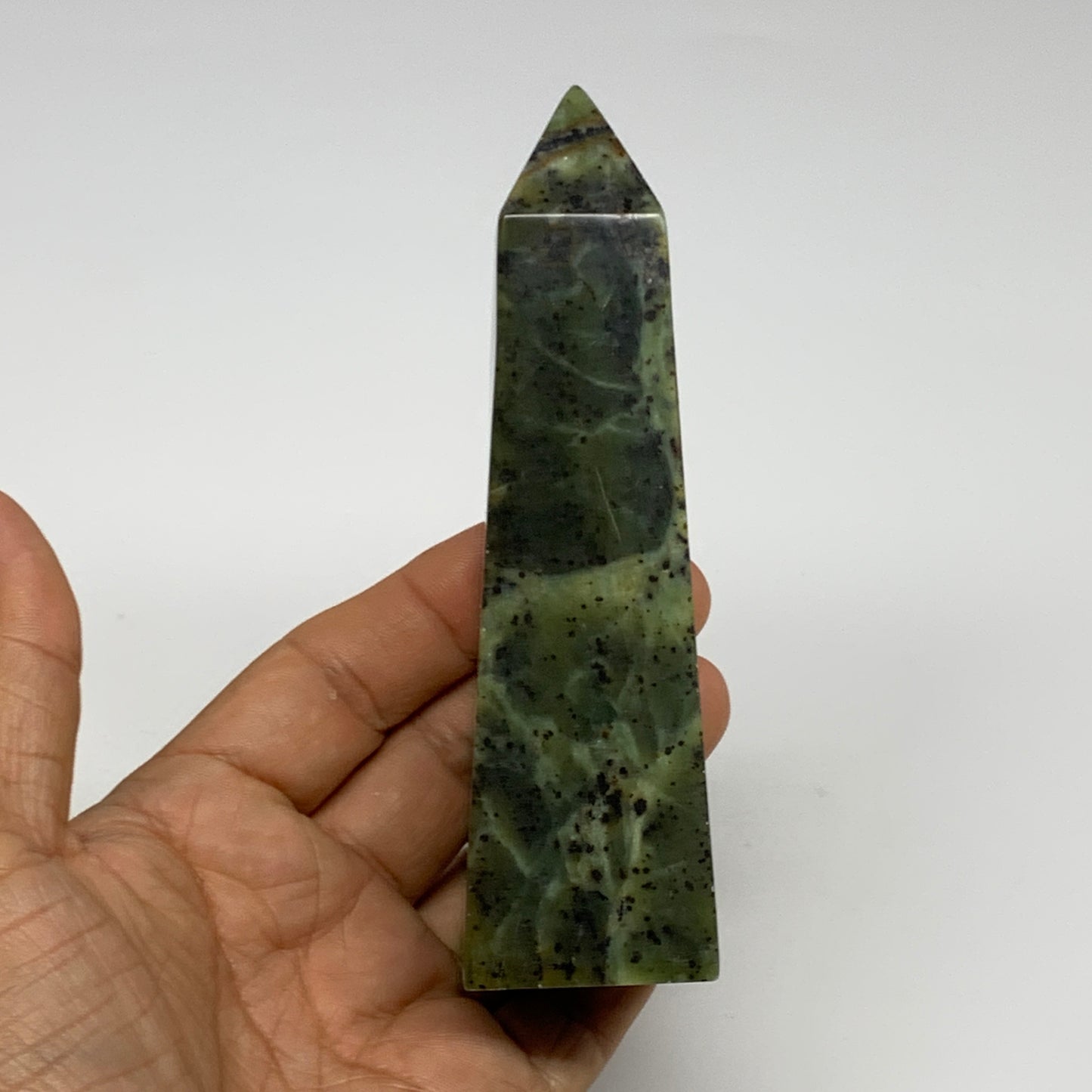 224g, 4.7"x1.3"x1.3", Serpentine Point Tower Obelisk Crystal @Pakistan, B29655