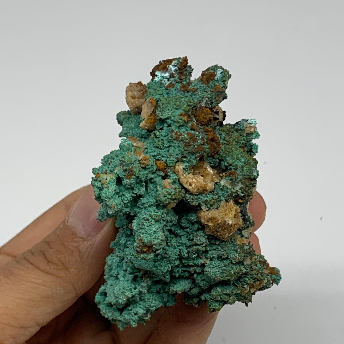 200g, 2.7"x2.4"x1.9", Malachite on Native Green Copper Mineral Specimens, B33939