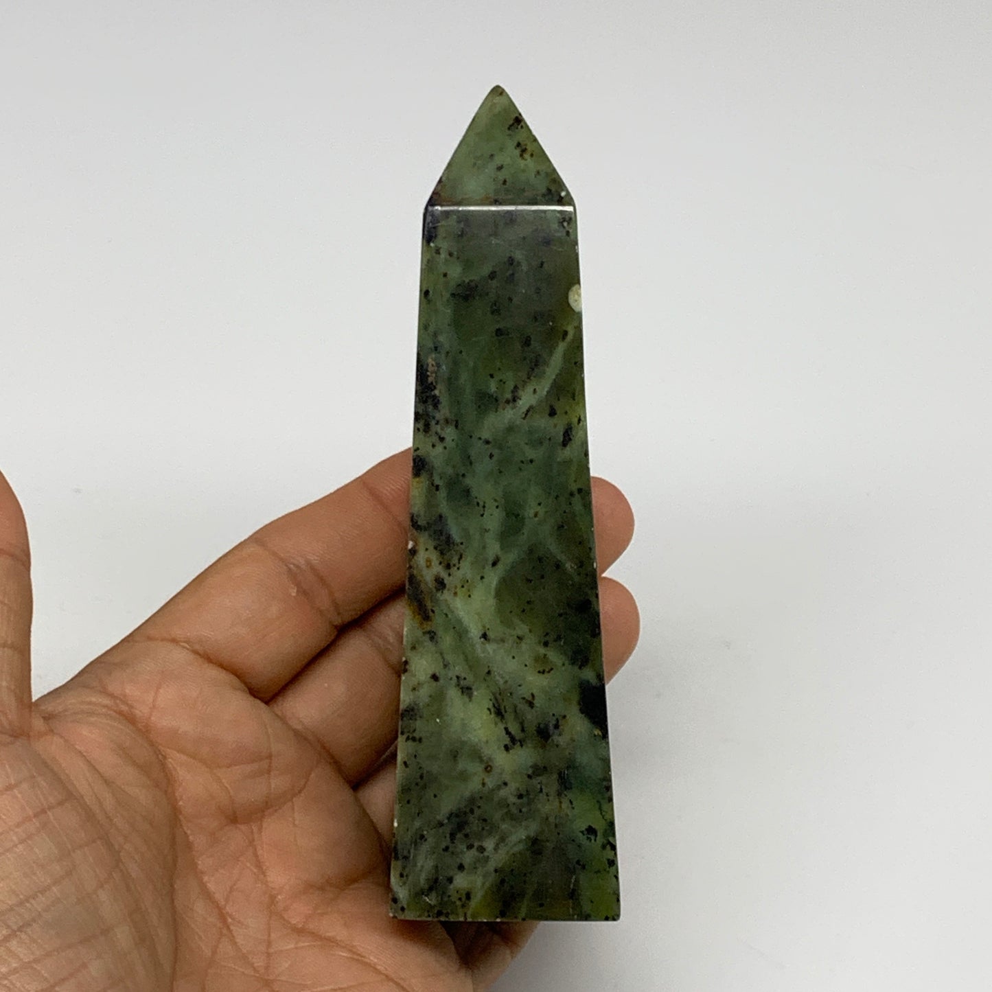 224g, 4.7"x1.3"x1.3", Serpentine Point Tower Obelisk Crystal @Pakistan, B29655