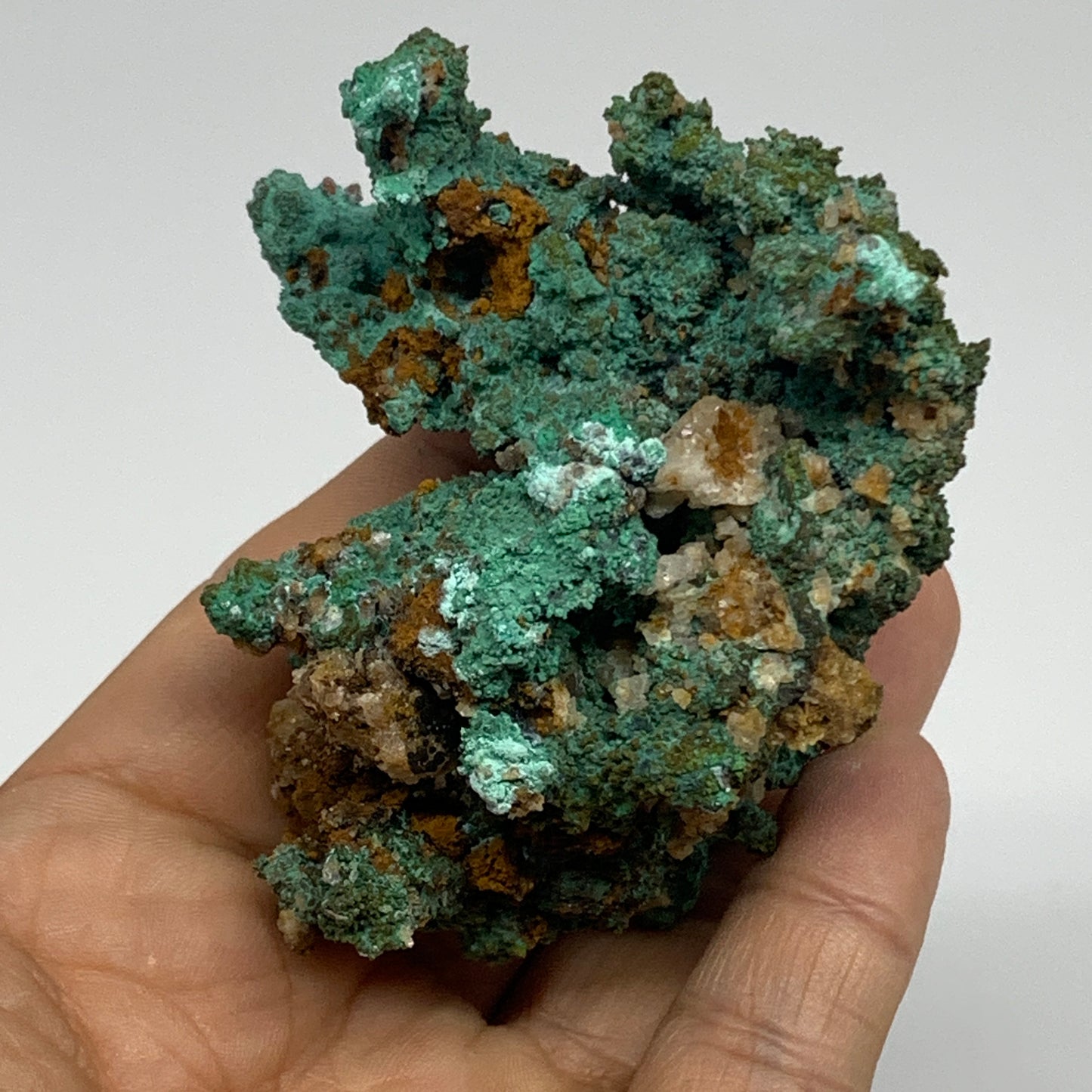 200g, 2.7"x2.4"x1.9", Malachite on Native Green Copper Mineral Specimens, B33939