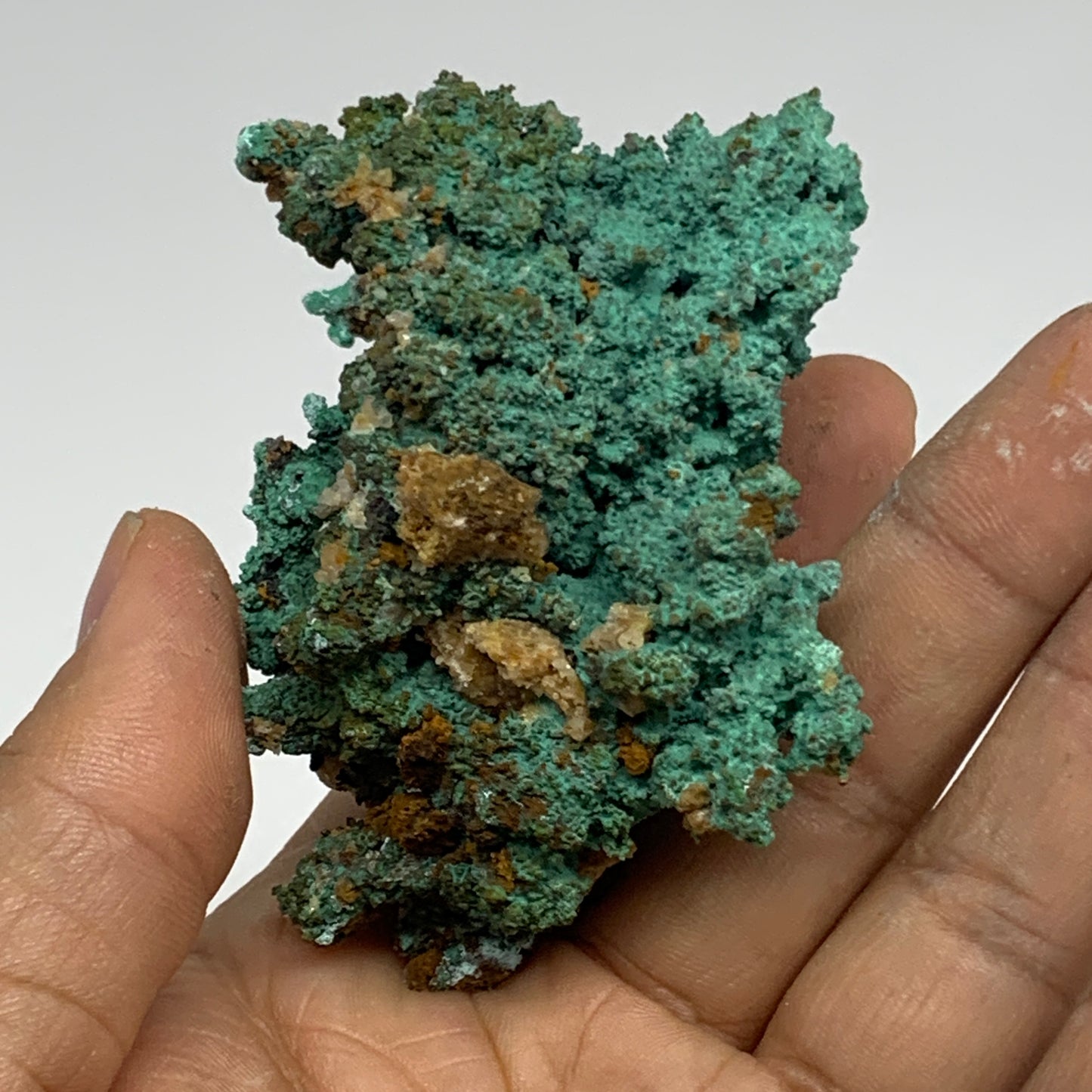 200g, 2.7"x2.4"x1.9", Malachite on Native Green Copper Mineral Specimens, B33939