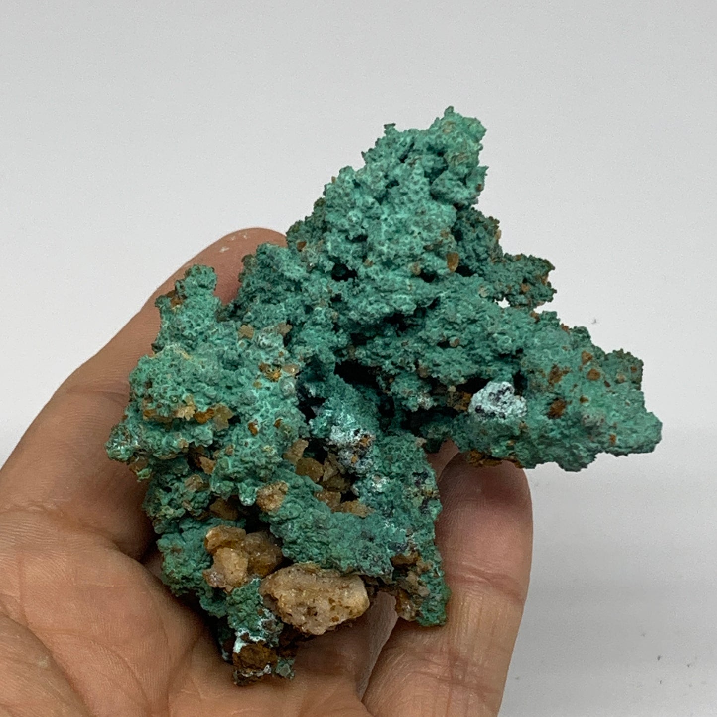 200g, 2.7"x2.4"x1.9", Malachite on Native Green Copper Mineral Specimens, B33939