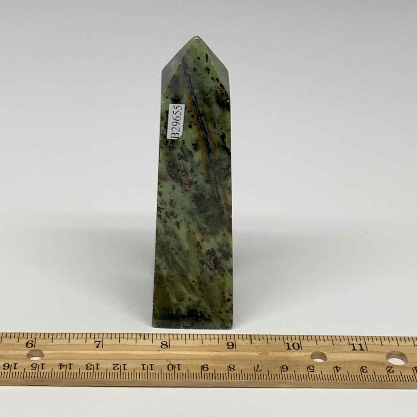 224g, 4.7"x1.3"x1.3", Serpentine Point Tower Obelisk Crystal @Pakistan, B29655